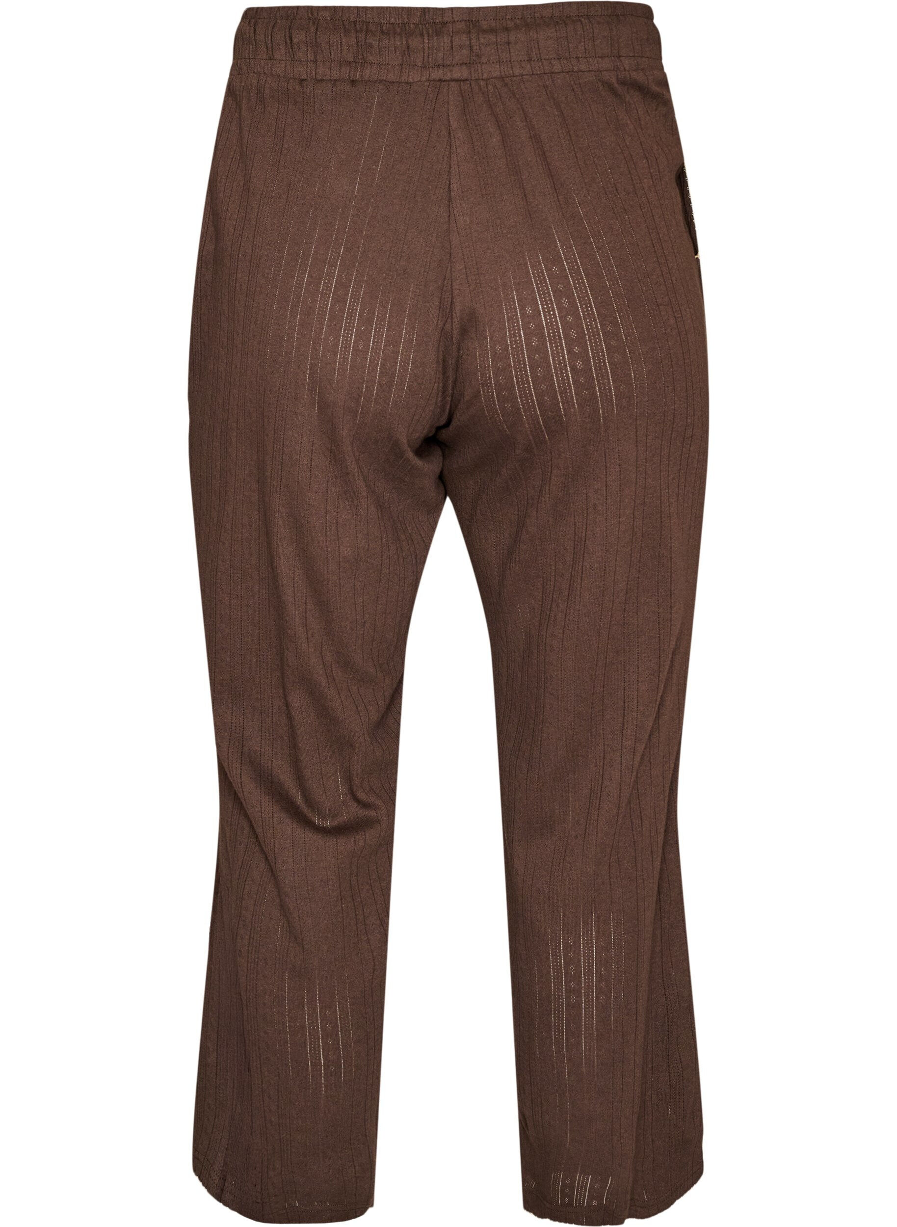 ZizziPyjamasbukse i &oslash;kologisk bomull med hullbroderi, Brun, Packshot image number 1