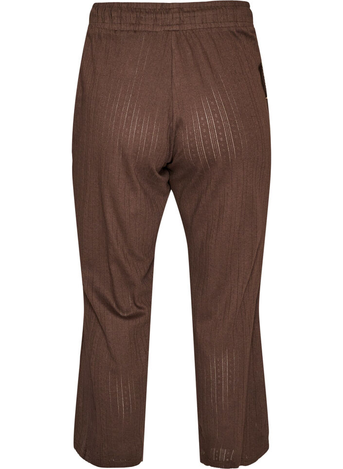 Pyjamasbukse i &oslash;kologisk bomull med hullbroderi, Brun, Packshot image number 1