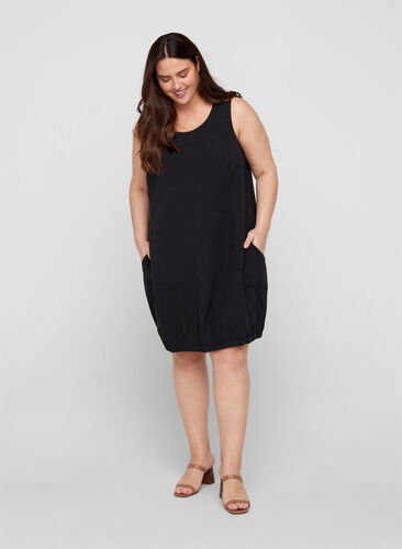 Bomullskjole uten ermer, Black, Model image number 2
