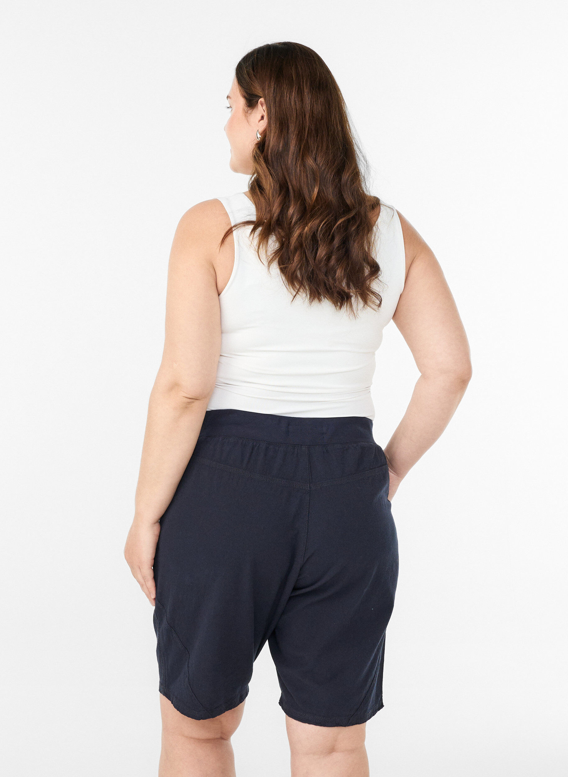 ZizziL&oslash;s shorts av bomull med lommer, Bl&aring;, Model image number 2