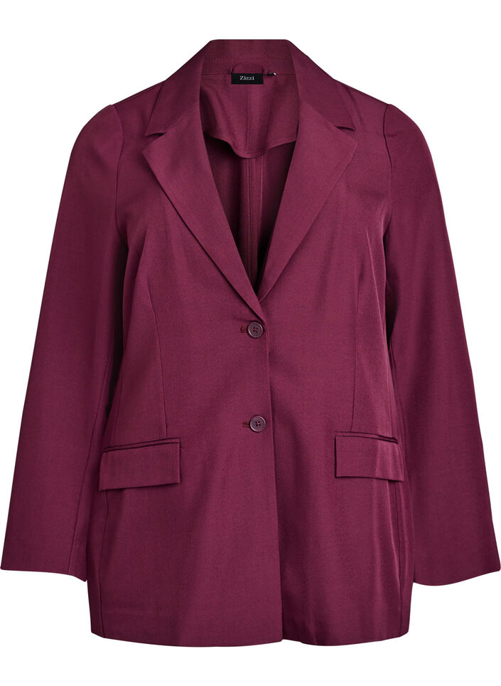 Blazer med lommer og splitter, M&oslash;rk Bordeaux, Packshot image number 0