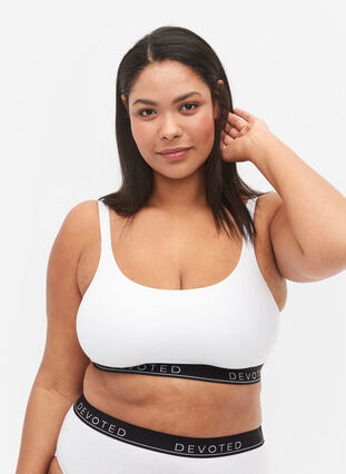 BH i bomull med justerbare stropper, B. White/Upper Font, Model image number 0