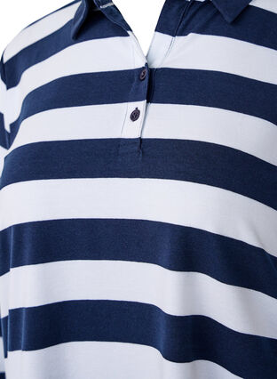 Zizzi Langermet poloskjorte med striper, Blå, Packshot image number 2