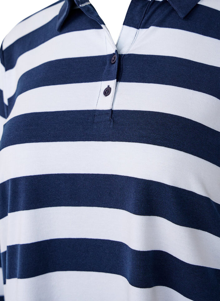 Langermet poloskjorte med striper, Blå, Packshot image number 2