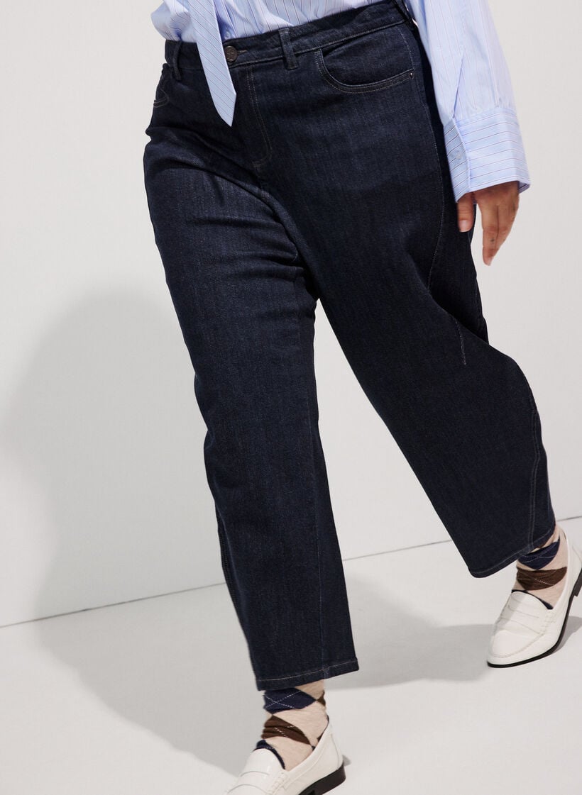 Barrel fit jeans med h&oslash;y midje, Bl&aring;, Model image number 3