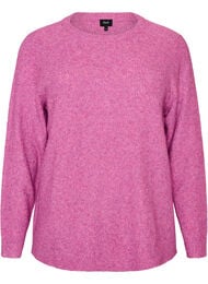 Melert strikkebluse med rund hals, Lilla
