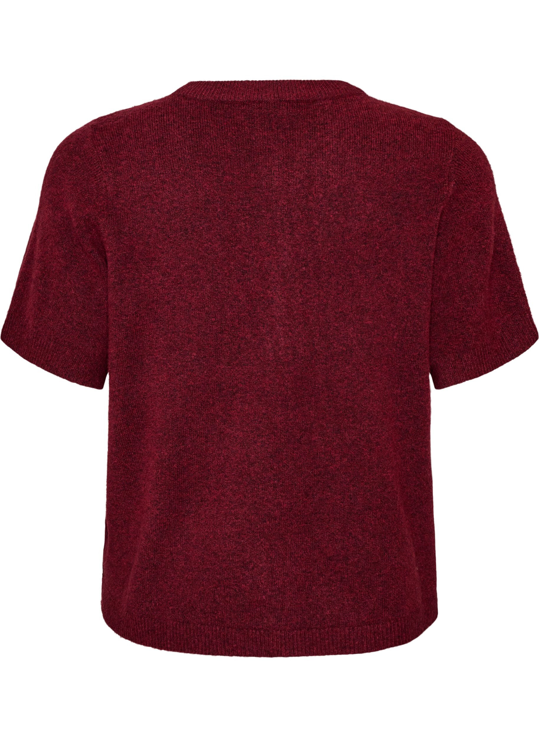 ZizziStrikket cardigan med korte ermer, R&oslash;d, Packshot image number 1