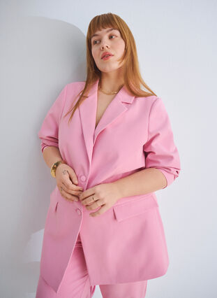 Zizzi Klassisk blazer med knappelukking, Begonia Pink, Image image number 0