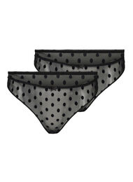 G-streng i mesh med prikker, 2 stk., Black
