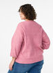 Ribbestrikket cardigan med knapper, Rosa, Model image number 2