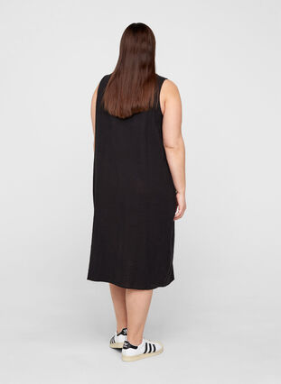 Ermeløs kjole i bomull, Black, Model image number 1
