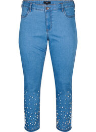 Smal passform Emily jeans med perler, Light Blue, Packshot