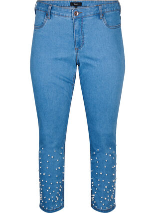 Smal passform Emily jeans med perler, Light Blue, Packshot image number 0