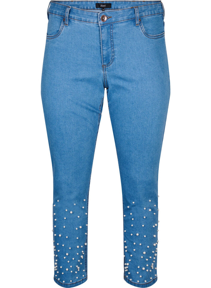 Smal passform Emily jeans med perler, Light Blue, Packshot image number 0