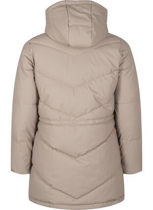 Zizzi Vannavstøtende pufferjakke med hette, Beige, Packshot image number 1