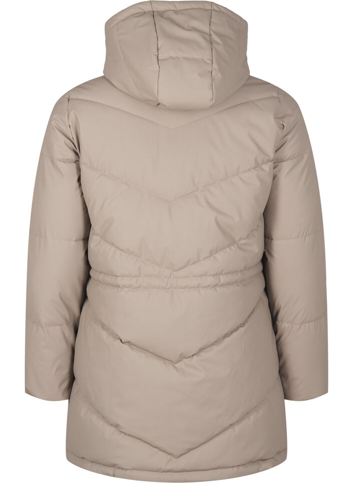 Vannavstøtende pufferjakke med hette, Beige, Packshot image number 1