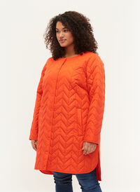 Quiltet jakke med knapper, Tangerine Tango, Model