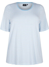 Stripete T-skjorte i lyocell med rund hals, B White Dusk Blue St