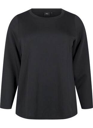 Zizzi Modalblanding bluse med rund hals, Svart, Packshot image number 0