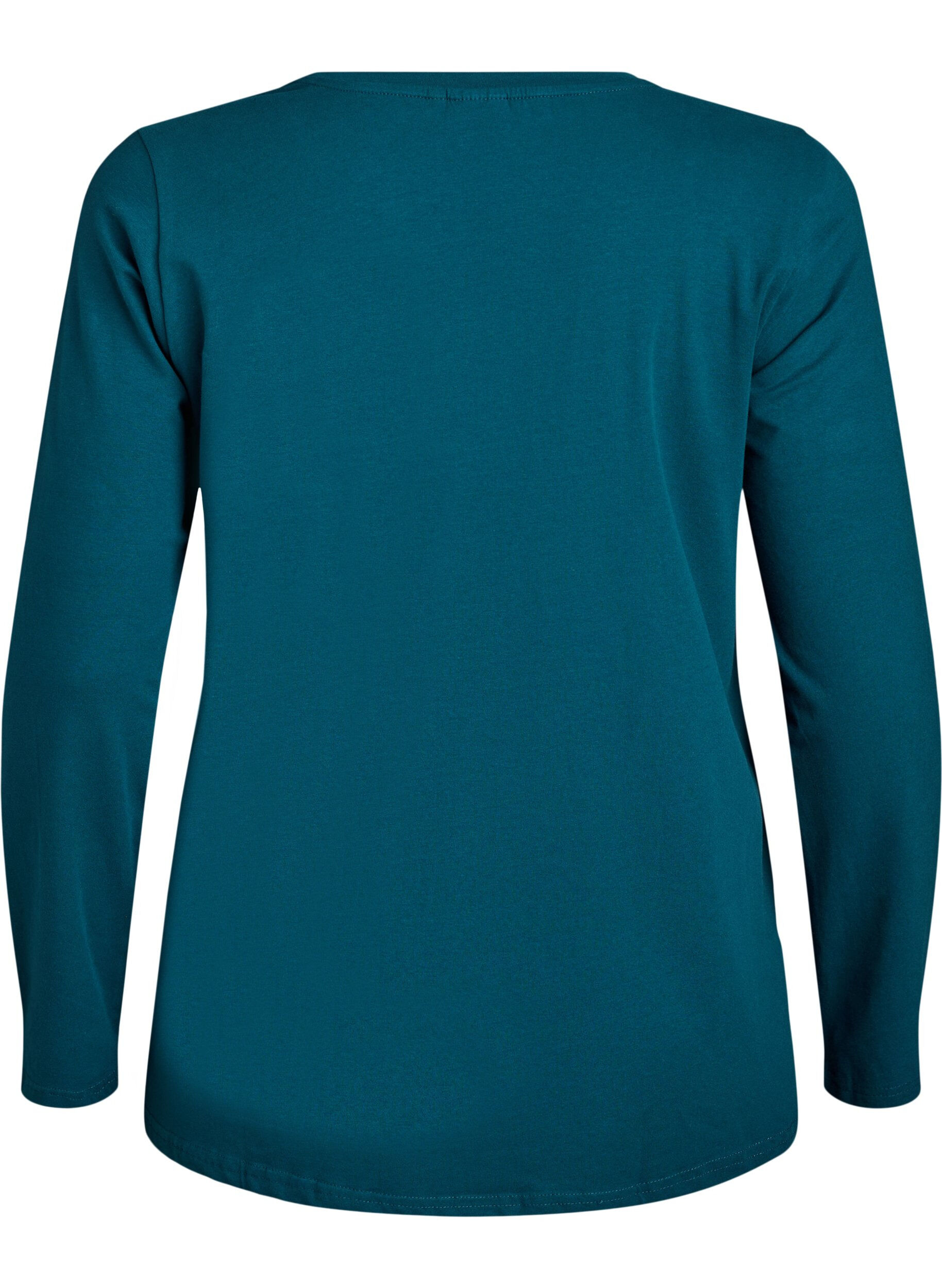 Zizzi Basis jersey topp med lange ermer, Gr&oslash;nn, Packshot image number 1
