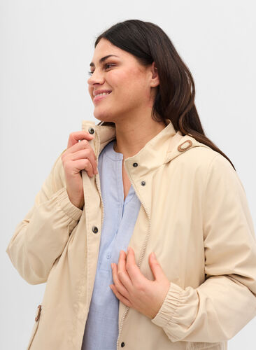 Lang parkas med hette, Birch, Model image number 2