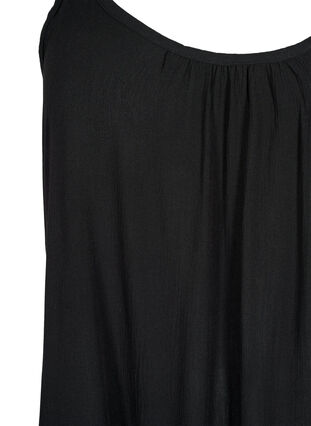 Ensfarget kjole i viskose med stropper, Black, Packshot image number 2