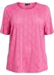 FLASH - Jersey T-skjorte med hullmønster, Ibis Rose