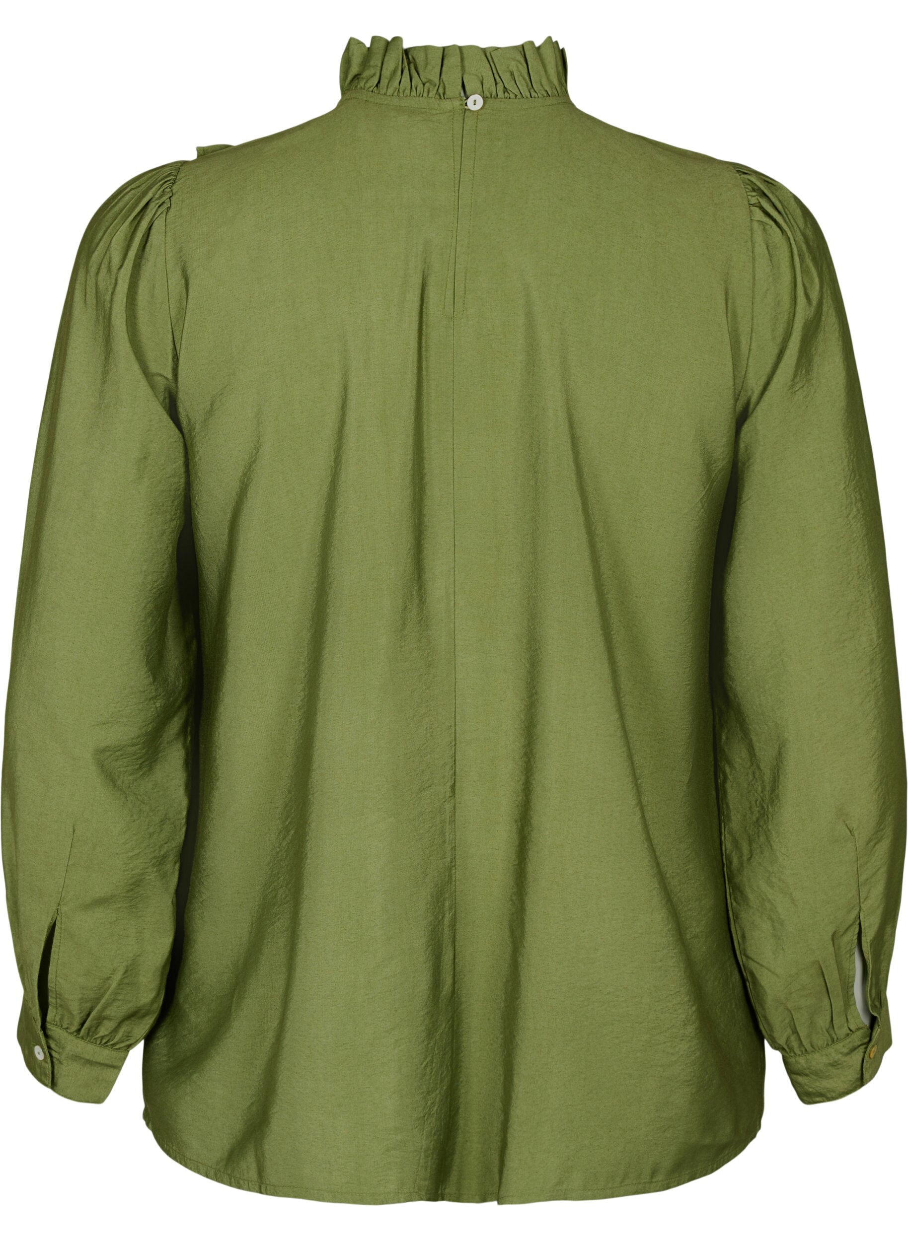 Zizzi Bluse i viskose med volanger, Loden Green, Packshot image number 1
