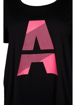 Trenings-t-skjorte med trykk, Black w. Pink A, Packshot image number 2