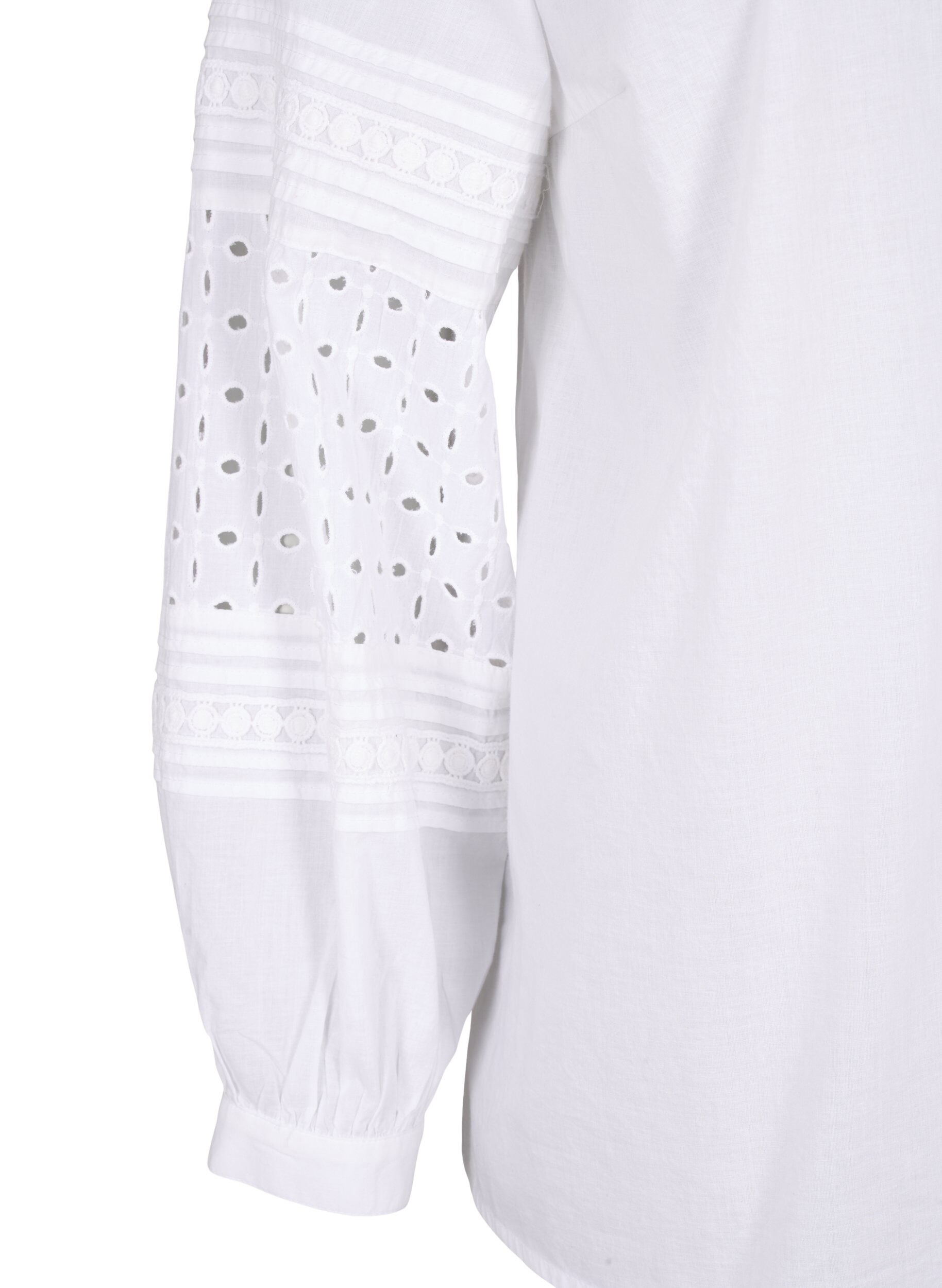 Zizzi Bluse med lange ermer og dekorative detaljer, Bright White, Packshot image number 3