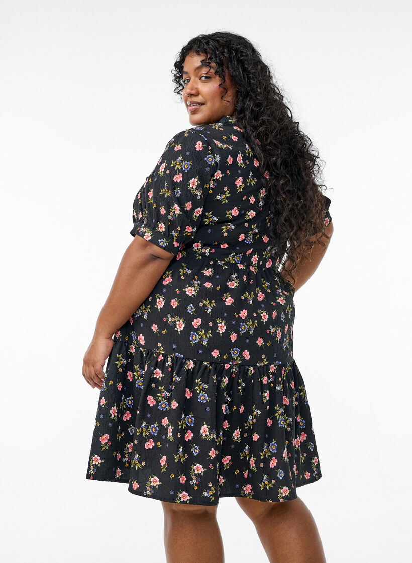 Kort A-linje kjole, Svart, Model image number 1