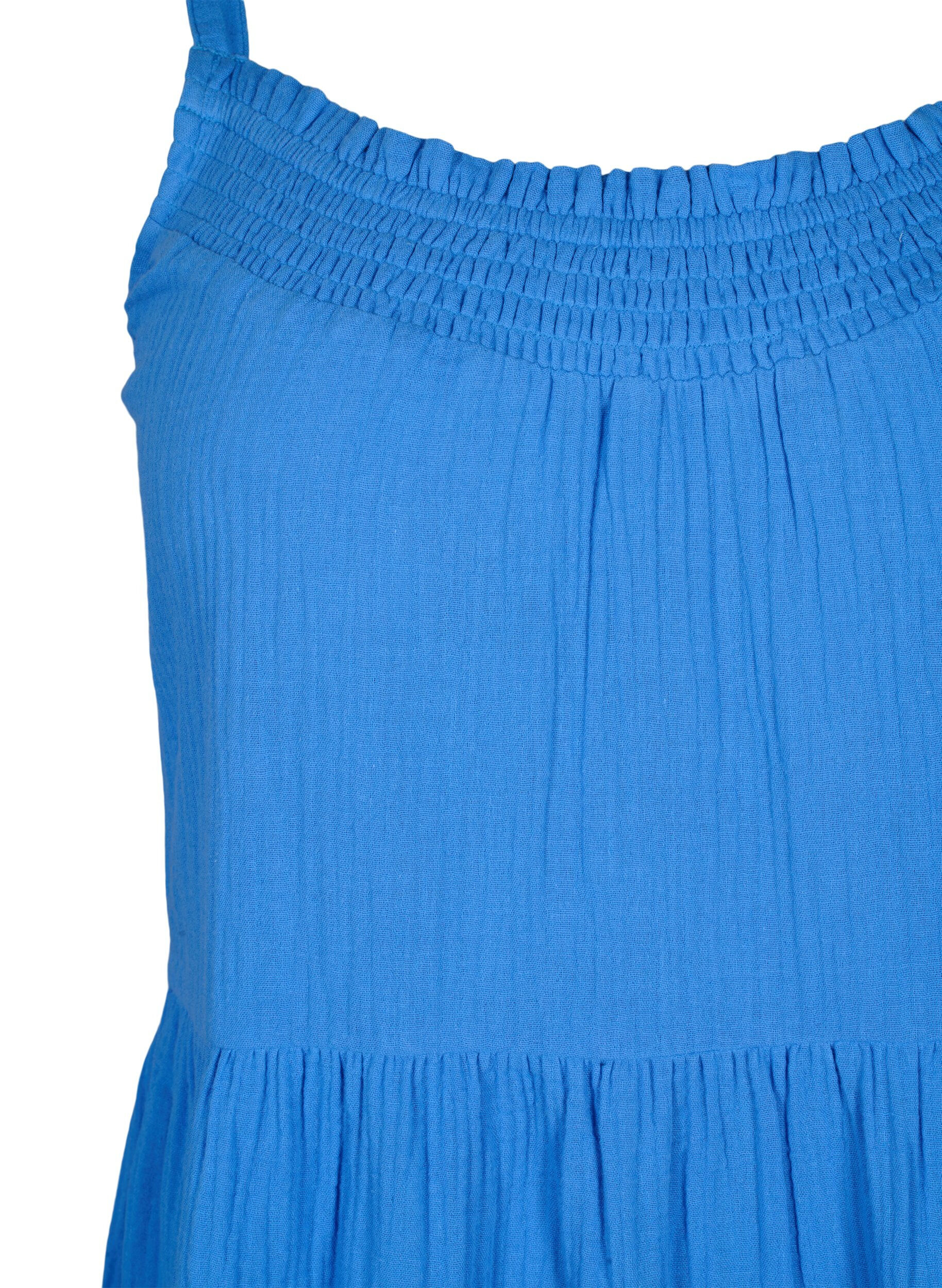 Zizzi Ensfarget kjole i bomull med stropper, Marina, Packshot image number 2