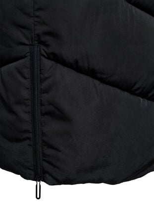 Zizzi Lang pufferjakke med hette og lommer, Black, Packshot image number 3