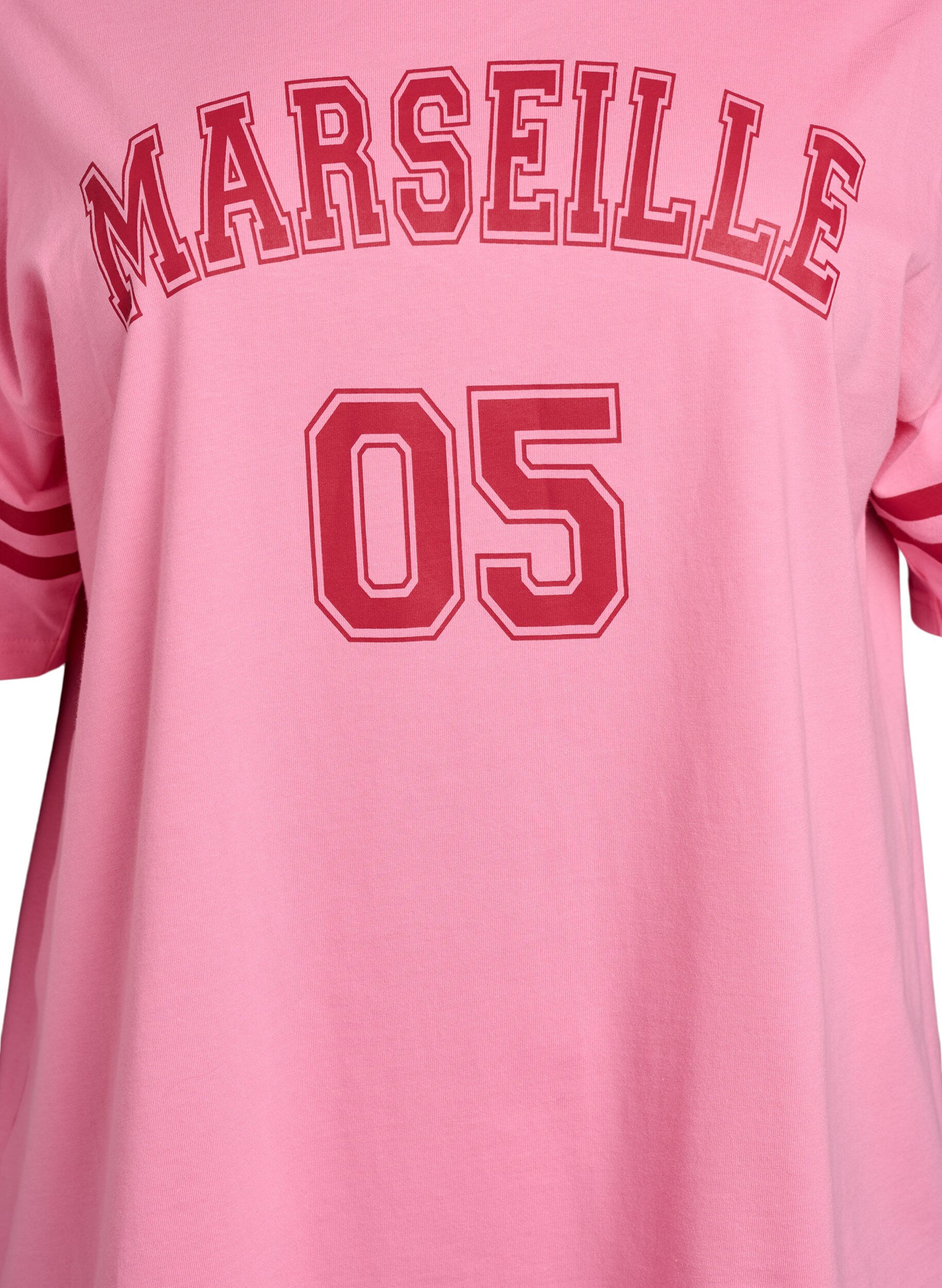 Zizzi Sporty oversized college T-skjorte, Rosa, Packshot image number 2