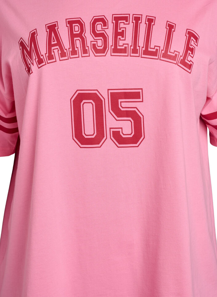 Sporty oversized college T-skjorte, Rosa, Packshot image number 2