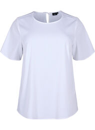 Kortermet bluse i viskose med knytebånd, Bright White