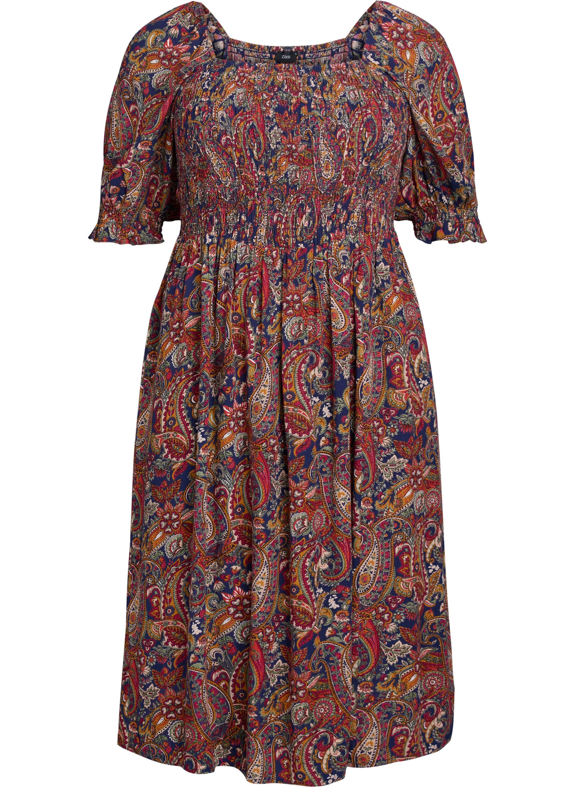 ZizziSommerkjole i viskose med paisley-trykk, Bl&aring;, Packshot image number 0