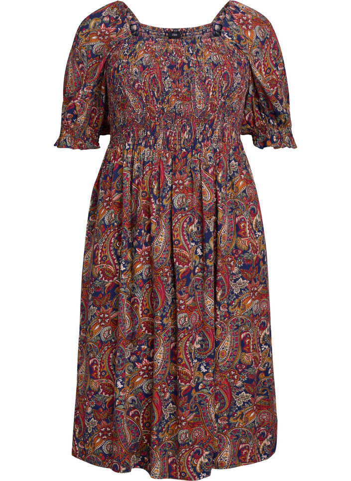 Sommerkjole i viskose med paisley-trykk, Bl&aring;, Packshot image number 0