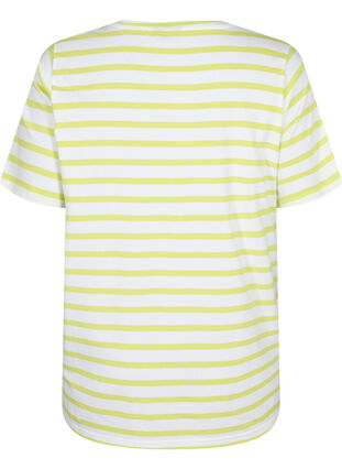 T-skjorte i økologisk bomull med striper, Wild Lime Stripes, Packshot image number 1