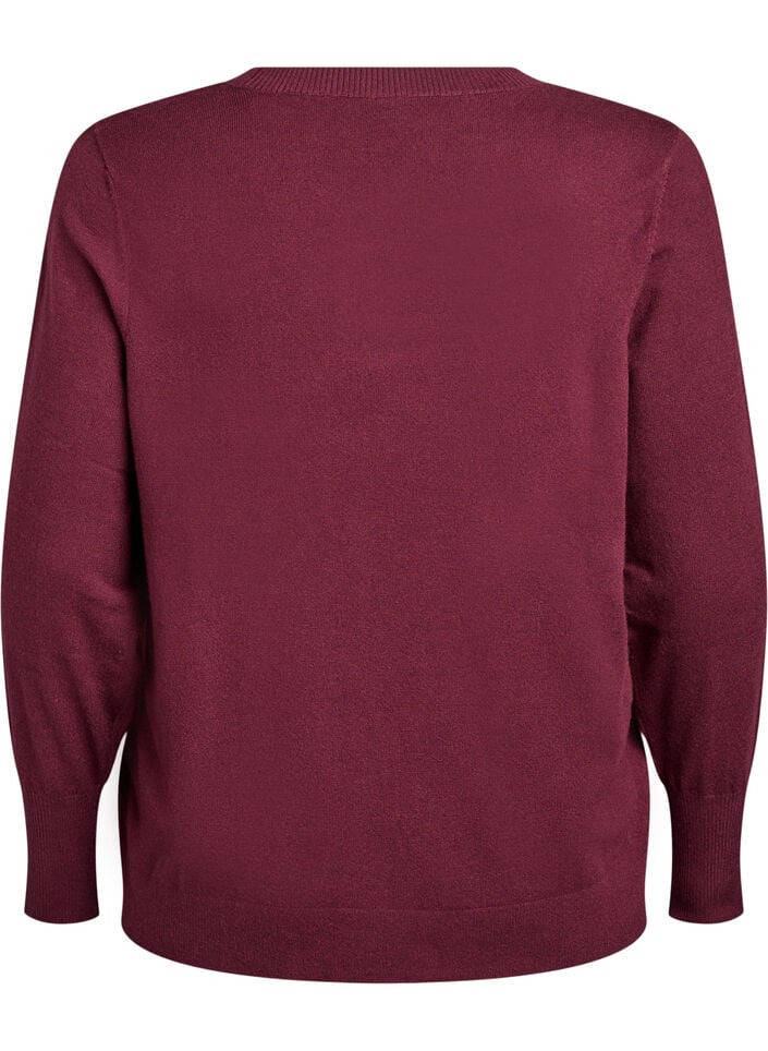 FLASH – strikket bluse med rund hals, Rød, Packshot image number 1