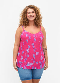 Ermeløs topp i plissé, Beetroot Purple AOP, Model