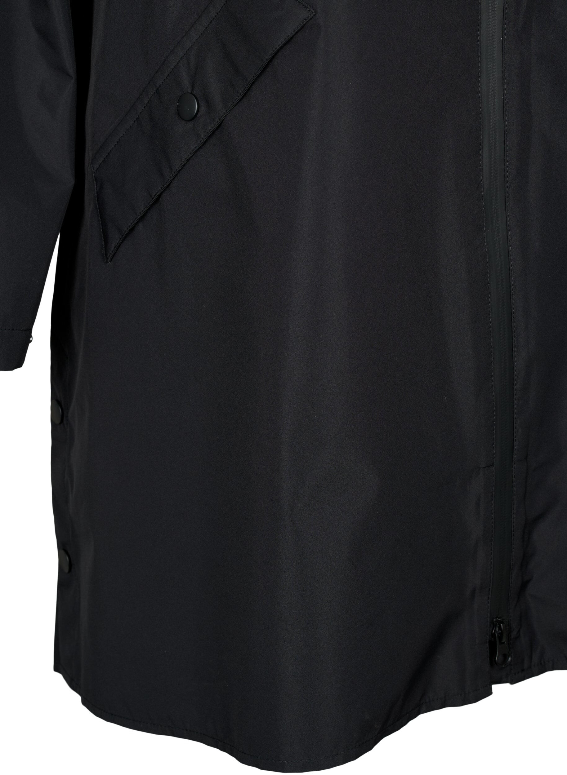 ZizziRegnjakke med lommer og hette, Svart, Packshot image number 3
