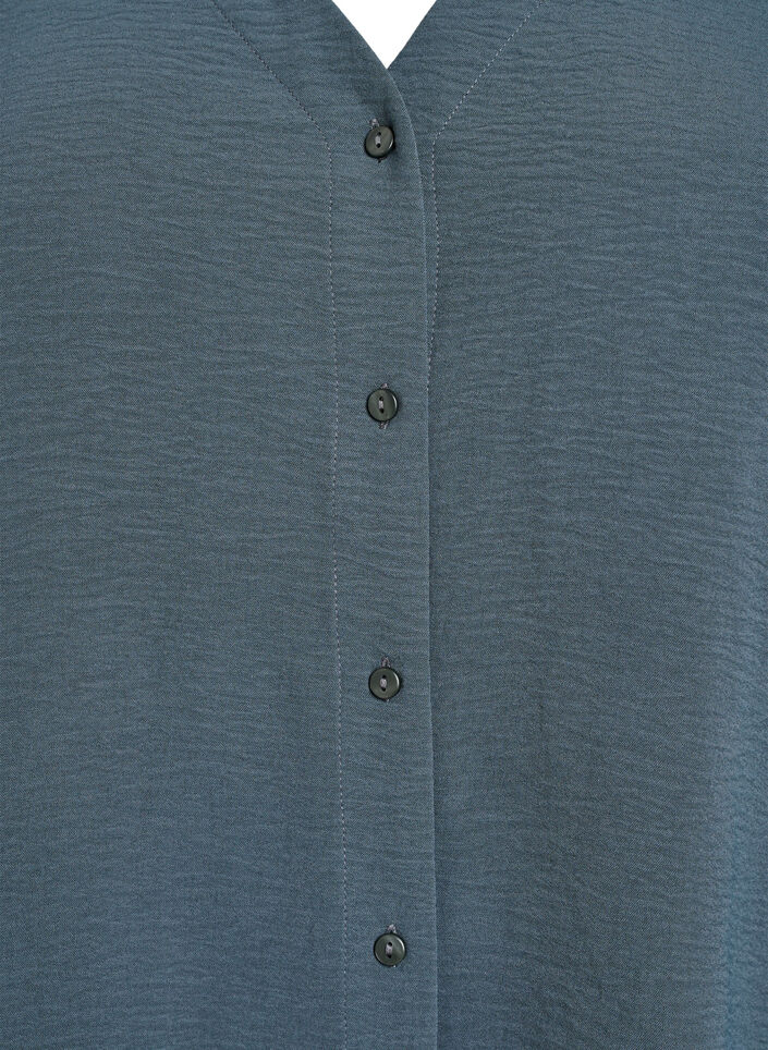 Skjortebluse med v-hals og 3/4 ermer, Gr&oslash;nn, Packshot image number 2