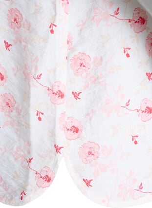Zizzi Skjortebluse med korte ermer og blomstertrykk, Rosa, Packshot image number 3