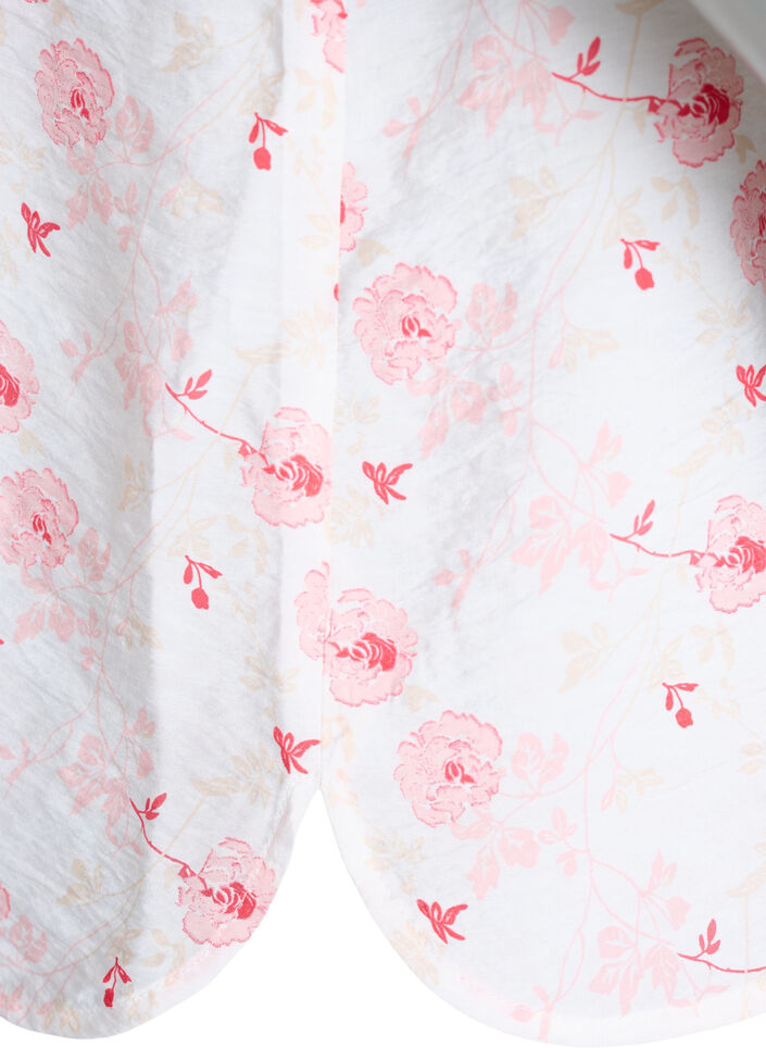Skjortebluse med korte ermer og blomstertrykk, Rosa, Packshot image number 3