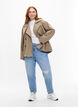 Kort trenchcoat med trykknapplukking, Coriander, Model image number 2