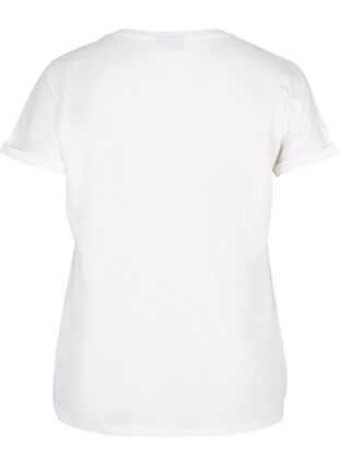Kortermet T-skjorte med broderi anglaise, Off White Mel, Packshot image number 1