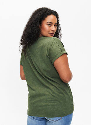 T-skjorte med trykk i økologisk bomull, Thyme w. Black Print, Model image number 1