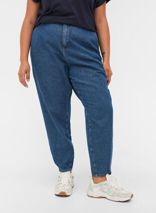 Baggy jeans i bomull, Blue denim, Model image number 2
