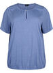Melange Bluse med korte ermer, Moonlight Blue Mel., Packshot image number 0